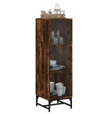 VidaXL Hoge kast met glazen deuren 35x37x120 cm gerookt eikenkleurig