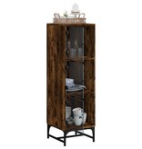 VidaXL Hoge kast met glazen deuren 35x37x120 cm gerookt eikenkleurig