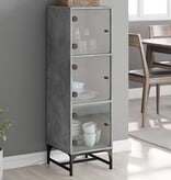 VidaXL Hoge kast met glazen deuren 35x37x120 cm betongrijs
