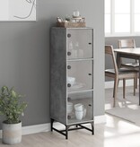 VidaXL Hoge kast met glazen deuren 35x37x120 cm betongrijs