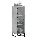 VidaXL Hoge kast met glazen deuren 35x37x120 cm betongrijs