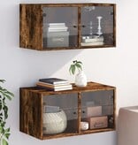 VidaXL Wandkasten met glazen deuren 2 st 68,5x37x35 cm gerookt eiken