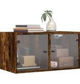 VidaXL Wandkasten met glazen deuren 2 st 68,5x37x35 cm gerookt eiken