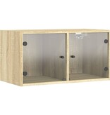 VidaXL Wandkast met glazen deuren 68,5x37x35 cm sonoma eikenkleurig