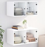VidaXL Wandkasten met glazen deuren 2 st 68,5x37x35 cm wit