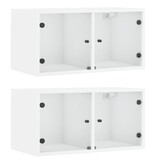 VidaXL Wandkasten met glazen deuren 2 st 68,5x37x35 cm wit