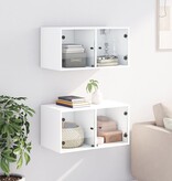 VidaXL Wandkasten met glazen deuren 2 st 68,5x37x35 cm wit