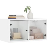 VidaXL Wandkasten met glazen deuren 2 st 68,5x37x35 cm wit
