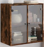 VidaXL Wandkast met glazen deuren 68x37x68,5 cm gerookt eikenkleurig