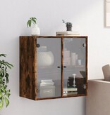 VidaXL Wandkast met glazen deuren 68x37x68,5 cm gerookt eikenkleurig
