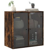 VidaXL Wandkast met glazen deuren 68x37x68,5 cm gerookt eikenkleurig