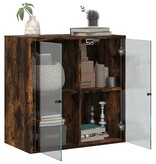 VidaXL Wandkast met glazen deuren 68x37x68,5 cm gerookt eikenkleurig