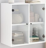 VidaXL Wandkast met glazen deuren 68x37x68,5 cm wit