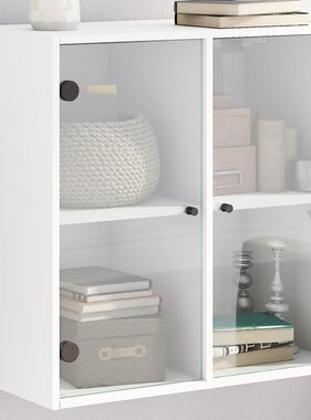 VidaXL Wandkast met glazen deuren 68x37x68,5 cm wit
