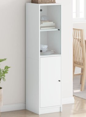 VidaXL Hoge kast met glazen deur 35x37x142 cm wit