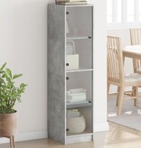 VidaXL Hoge kast met glazen deuren 35x37x142 cm betongrijs