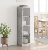 VidaXL Hoge kast met glazen deuren 35x37x142 cm betongrijs