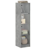 VidaXL Hoge kast met glazen deuren 35x37x142 cm betongrijs