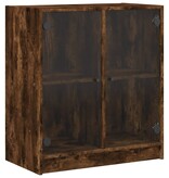 VidaXL Bijzetkast met glazen deuren 68x37x75,5 cm gerookt eikenkleurig