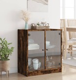 VidaXL Bijzetkast met glazen deuren 68x37x75,5 cm gerookt eikenkleurig