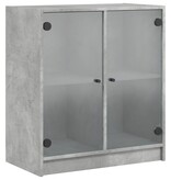 VidaXL Bijzetkast met glazen deuren 68x37x75,5 cm betongrijs