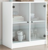 VidaXL Bijzetkast met glazen deuren 68x37x75,5 cm wit