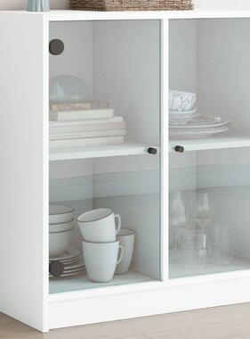 VidaXL Bijzetkast met glazen deuren 68x37x75,5 cm wit