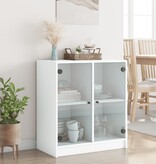 VidaXL Bijzetkast met glazen deuren 68x37x75,5 cm wit