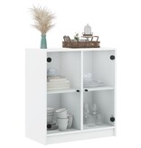 VidaXL Bijzetkast met glazen deuren 68x37x75,5 cm wit