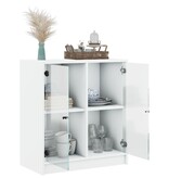 VidaXL Bijzetkast met glazen deuren 68x37x75,5 cm wit