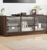 VidaXL Tv-meubel met glazen deuren 102x37x42 cm bruin eikenkleur