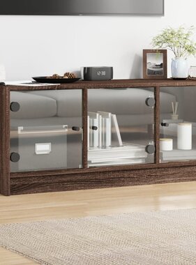 VidaXL Tv-meubel met glazen deuren 102x37x42 cm bruin eikenkleur