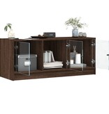 VidaXL Tv-meubel met glazen deuren 102x37x42 cm bruin eikenkleur