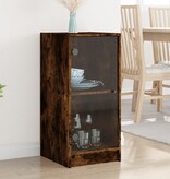 VidaXL Bijzetkast met glazen deuren 35x37x75,5 cm gerookt eikenkleurig