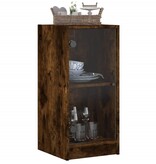 VidaXL Bijzetkast met glazen deuren 35x37x75,5 cm gerookt eikenkleurig