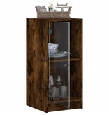 VidaXL Bijzetkast met glazen deuren 35x37x75,5 cm gerookt eikenkleurig