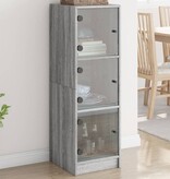 VidaXL Hoge kast met glazen deuren 35x37x109 cm grijs sonoma eiken
