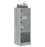 VidaXL Hoge kast met glazen deuren 35x37x109 cm grijs sonoma eiken