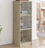 VidaXL Hoge kast met glazen deuren 35x37x109 cm sonoma eikenkleurig
