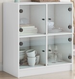 VidaXL Bijzetkast met glazen deuren 68x37x75,5 cm wit