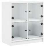 VidaXL Bijzetkast met glazen deuren 68x37x75,5 cm wit