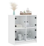VidaXL Bijzetkast met glazen deuren 68x37x75,5 cm wit