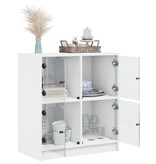 VidaXL Bijzetkast met glazen deuren 68x37x75,5 cm wit