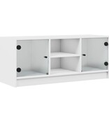 VidaXL Tv-meubel met glazen deuren 102x37x42 cm wit