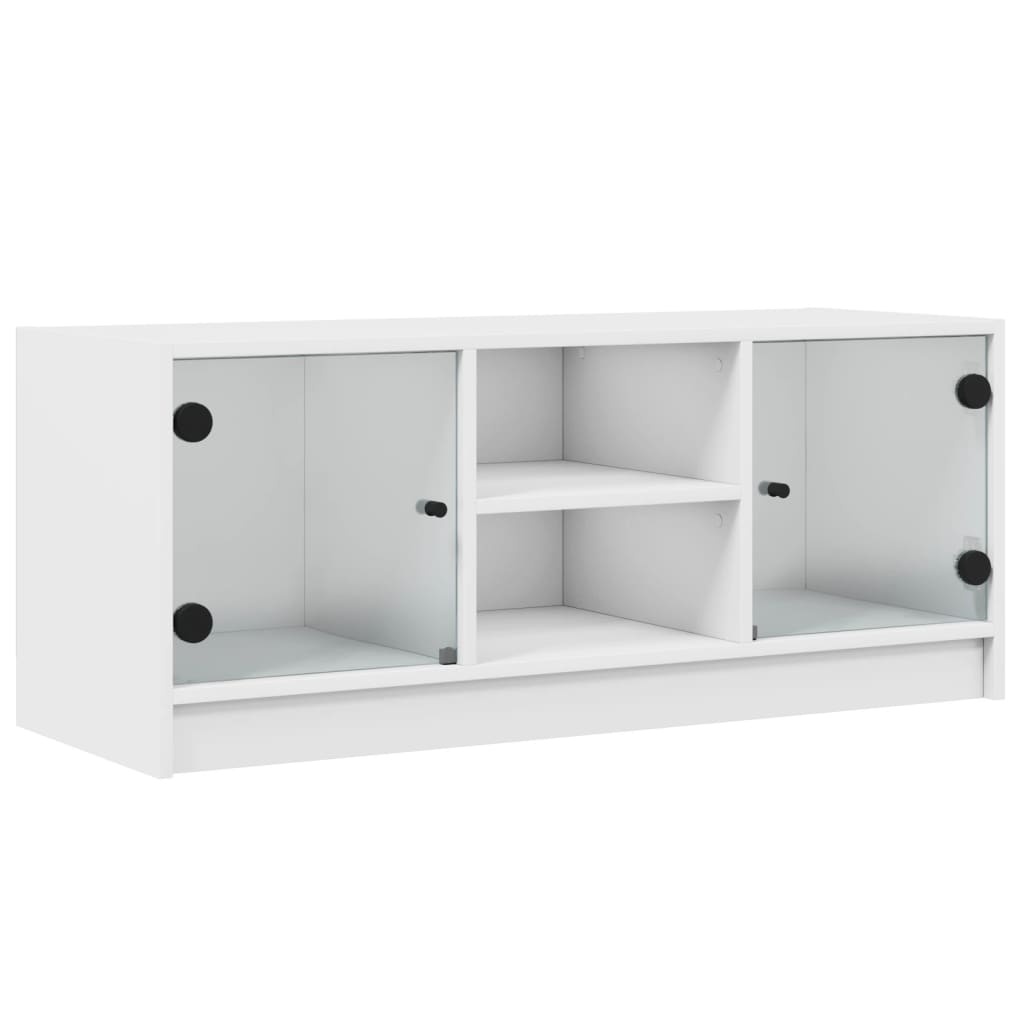 VidaXL Tv-meubel met glazen deuren 102x37x42 cm wit