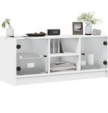 VidaXL Tv-meubel met glazen deuren 102x37x42 cm wit