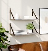 VidaXL Wandschappen 2 st 60x25x25,5 cm bewerkt hout grijs sonoma eiken