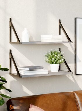 VidaXL Wandschappen 2 st 60x25x25,5 cm bewerkt hout grijs sonoma eiken