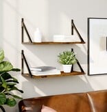 VidaXL Wandschappen 2 st 60x25x25,5 cm bewerkt hout gerookt eikenkleur