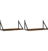 VidaXL Wandschappen 2 st 60x25x25,5 cm bewerkt hout gerookt eikenkleur